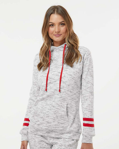 WomenÃ‚â€™s MÃƒÂ©lange Fleece Striped-Sleeve Hooded Sweatshirt