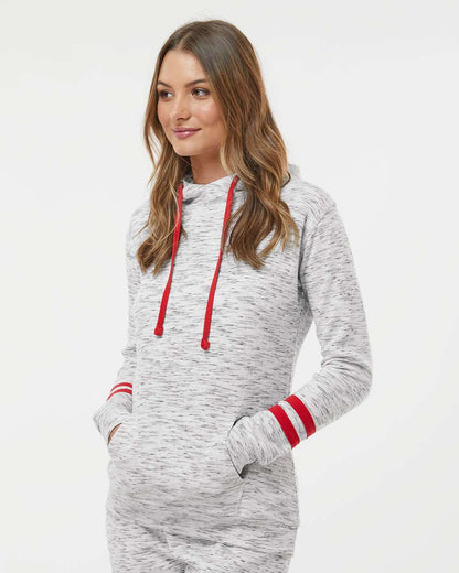 WomenÃ‚â€™s MÃƒÂ©lange Fleece Striped-Sleeve Hooded Sweatshirt