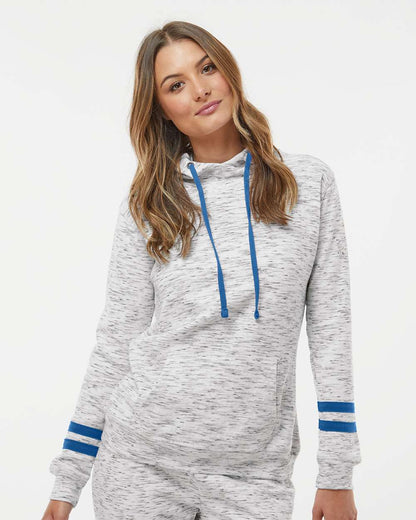 WomenÃ‚â€™s MÃƒÂ©lange Fleece Striped-Sleeve Hooded Sweatshirt