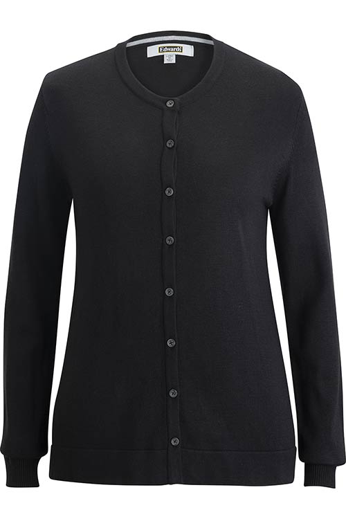 Edwards Garment Crew Neck Cardigan With Drop Tail