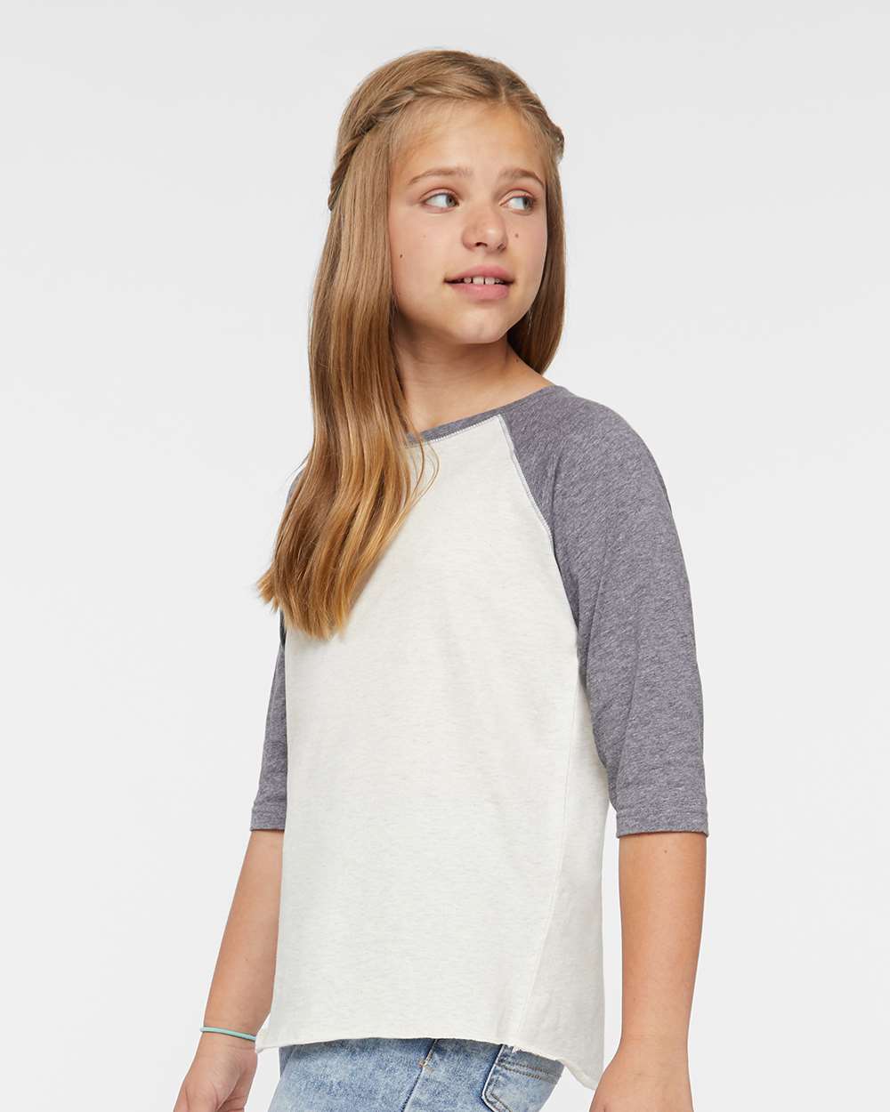 Youth Baseball Fine Jersey Three-Quarter Sleeve Tee