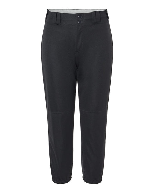 Alleson Athletic Fastpitch Softball Pants for Women. Low Rise Double Knit Black Softball Pants with Belt Loop (Style 605PBW) X-Large