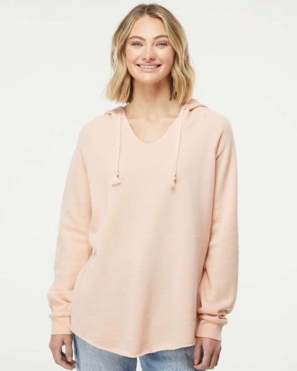 Independent Trading Co. Womenâ€™s Lightweight California Wave Wash Hooded Sweatshirt