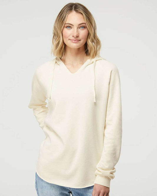 Independent Trading Co. Womenâ€™s Lightweight California Wave Wash Hooded Sweatshirt