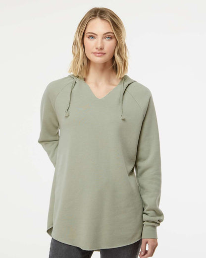 Independent Trading Co. Womenâ€™s Lightweight California Wave Wash Hooded Sweatshirt