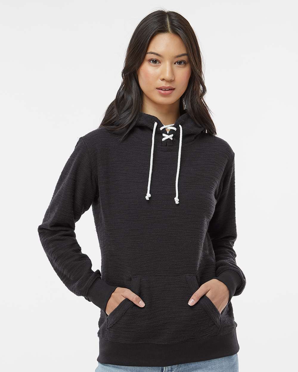 WomenÃ‚â€™s French Terry Sport Lace Scuba Hooded Sweatshirt