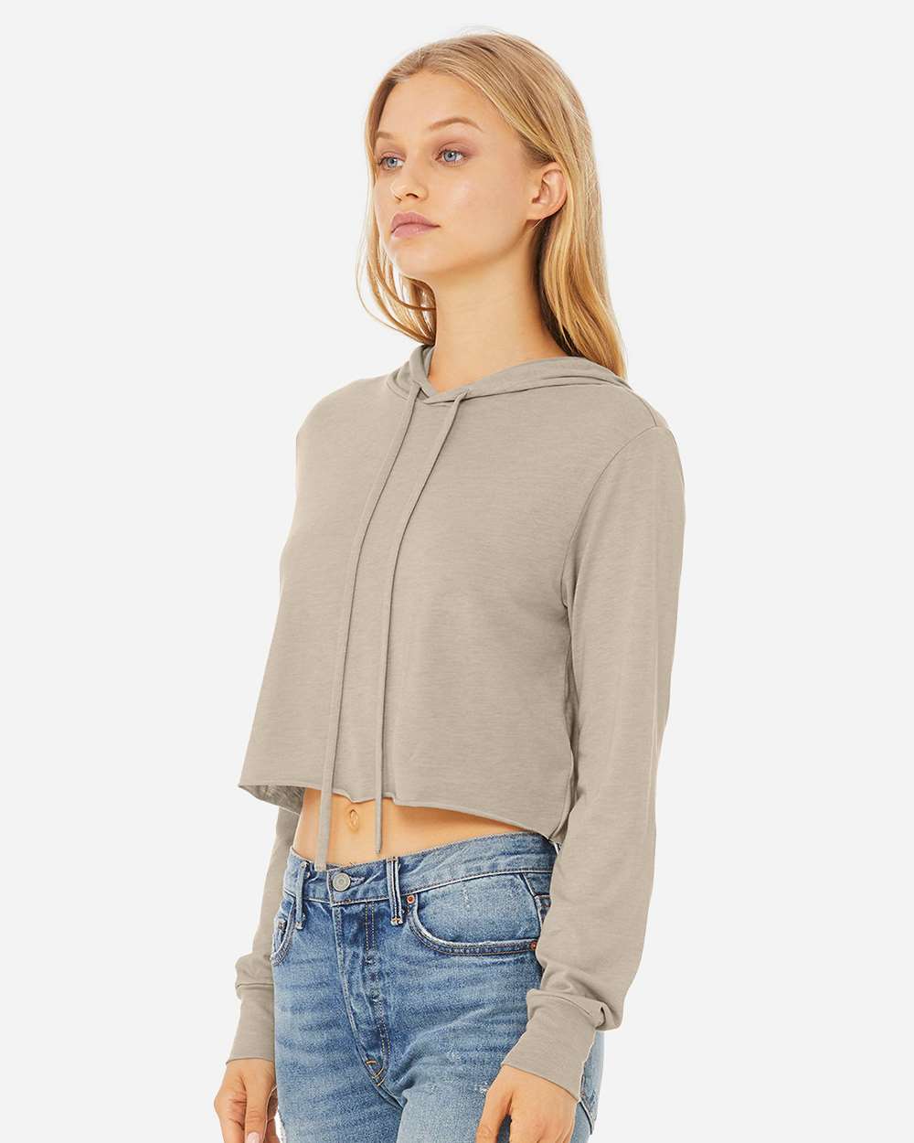 WomenÃ‚â€™s Triblend Crop Long Sleeve Hoodie