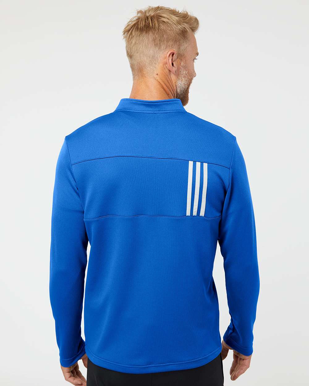 Men's 3-Stripes Double-Knit Quarter-Zip Pullover