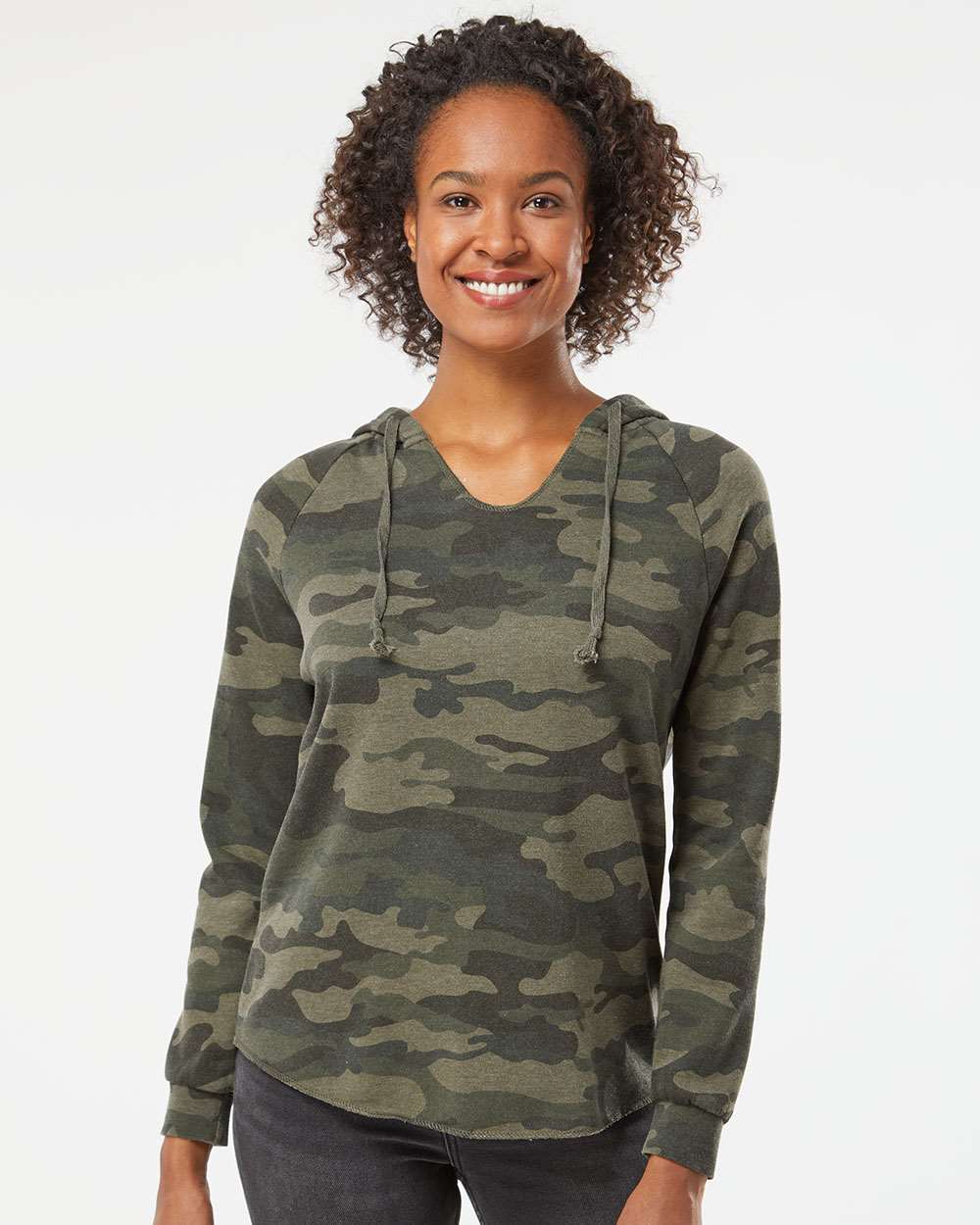 Independent Trading Co. Womenâ€™s Lightweight California Wave Wash Hooded Sweatshirt