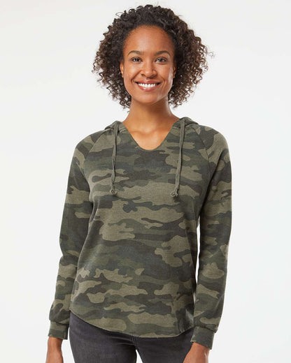 Independent Trading Co. Womenâ€™s Lightweight California Wave Wash Hooded Sweatshirt